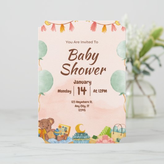 BESTSLELER ! Invitation baby shower (Debout devant)