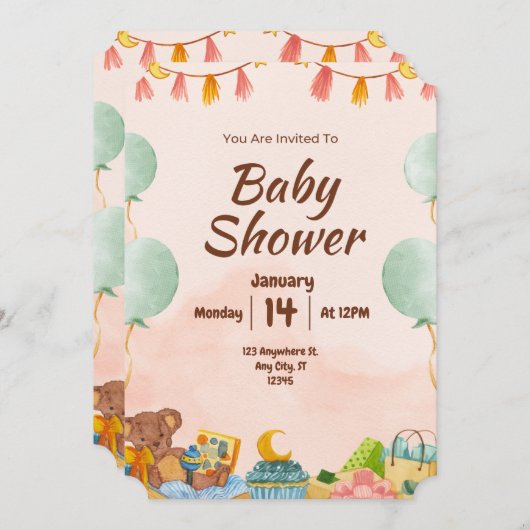 BESTSLELER ! Invitation baby shower (Devant / Derrière)