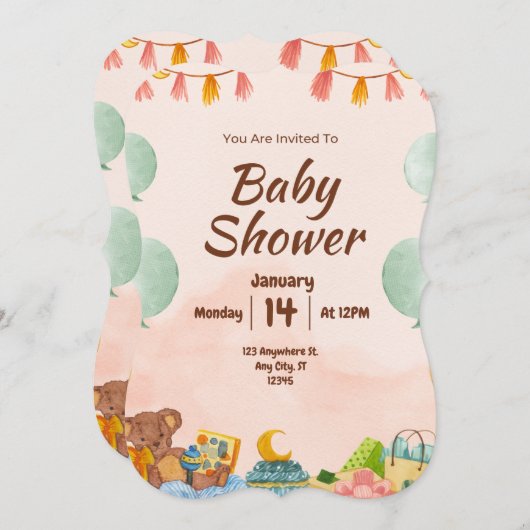 BESTSLELER ! Invitation baby shower (Devant / Derrière)