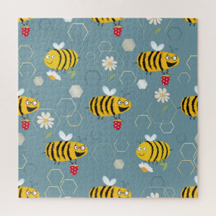 Bestuivende bijen, bloeiende tuin scène. legpuzzel