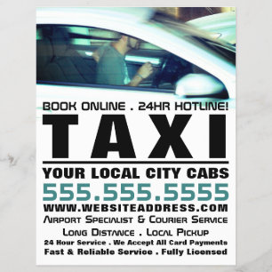 Bestuurder, Taxi Bedrijf met Prijslijst Flyer
