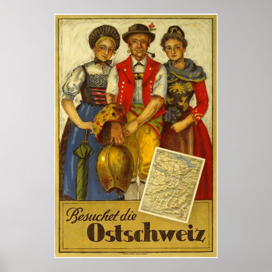 Besuchet die Ostschweiz, Vintage Travel Poster (Voorkant)
