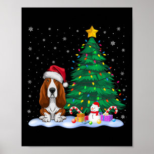 Bet Hound Dog Kerstboom Lichtjes Rendier Hoed Chri Poster