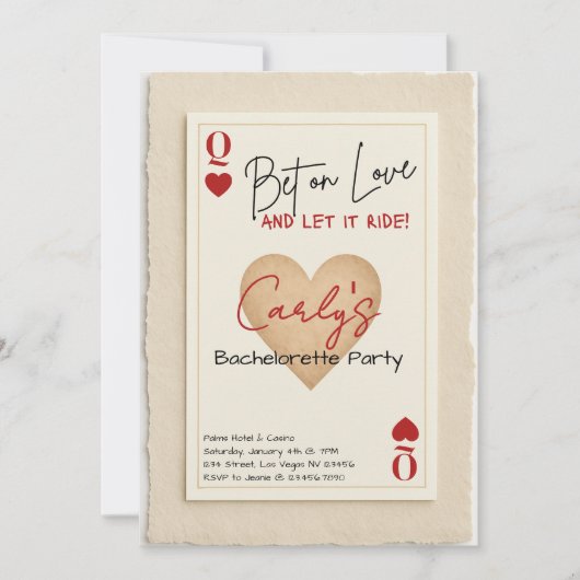 Bet on Love Casino Bachelorette Invitation (Devant)