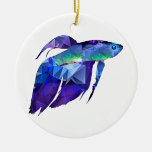 Beta Fish for Polygon Mosaic Blue Keramisch Ornament