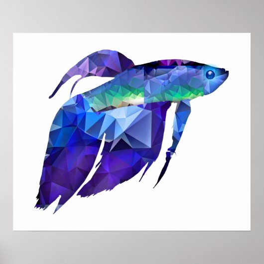 Beta Fish for Polygon Mosaic Blue Poster (Voorkant)