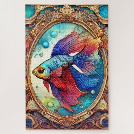 Beta Vis in Aquarel Legpuzzel (Verticaal)