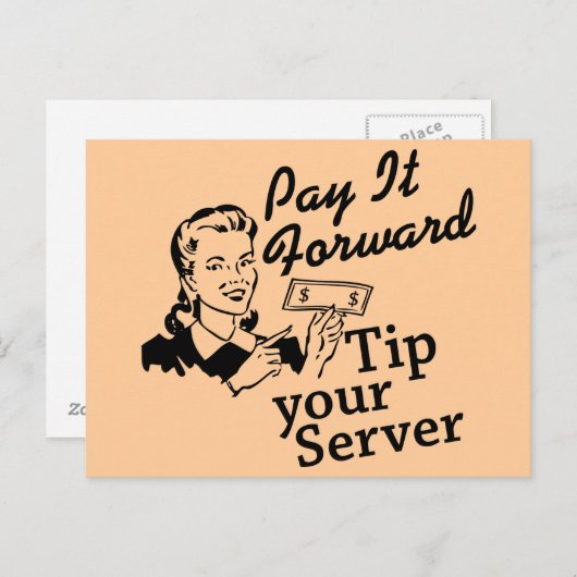 Betaal het vooruit, tip uw server briefkaart (Voorkant / Achterkant)