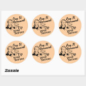 Betaal het vooruit, tip uw server ronde sticker (Vel)
