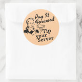 Betaal het vooruit, tip uw server ronde sticker (Tas)