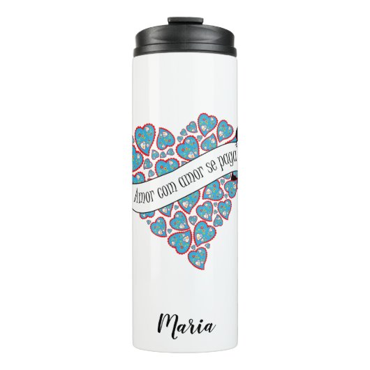 Betaal liefde met geïllustreerd Portugees spreekwo Thermosbeker (Voorkant)