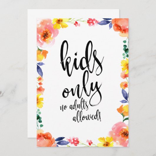 Betaalbaar bloemen boho trouwfeest bord voor kinde kaart (Voorkant / Achterkant)