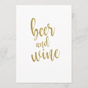 Betaalbaar bord 'Bier en wijn' met gouden glitter Kaart