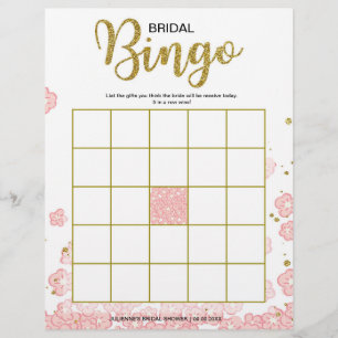 Betaalbare Bruidsbruiloft Bingo   Roze en goud Flyer