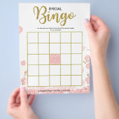 Betaalbare Bruidsbruiloft Bingo | Roze en goud Flyer (Hand)