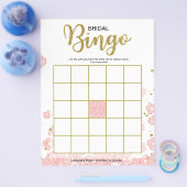 Betaalbare Bruidsbruiloft Bingo | Roze en goud Flyer (Enkel)