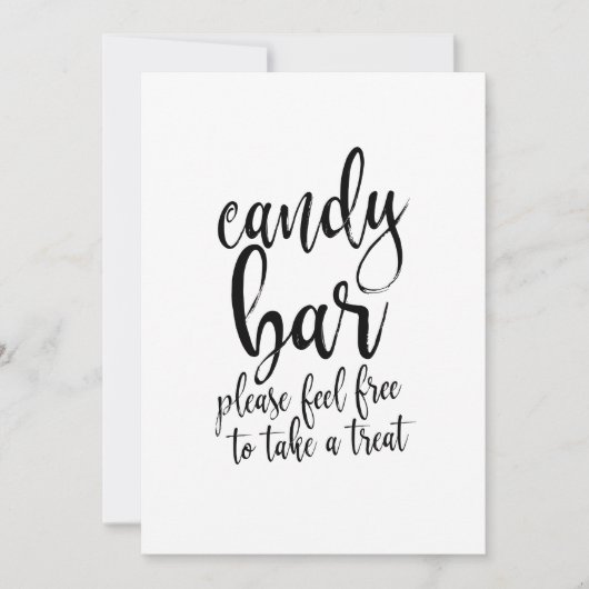Betaalbare Calligraphy Bruiloft Candy Bar Bord Kaart (Voorkant)