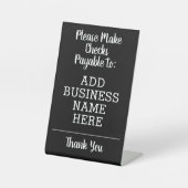 Betaalbare cheques - Business Name Desk Reclamebord Met Voetstuk (Voorkant)