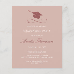 Betaalbare Chic Roze Afstudeerhoed Viering Uitnodi