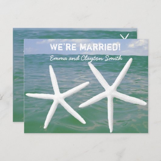 Betaalbare strandthema bruiloft nafeier uitnodiging briefkaart (Voorkant / Achterkant)