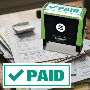 Betaald groen vinkje zakelijke kantoor-factuur zelfinktende stempel