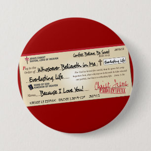 Betaald in volledig opgeslagen door Jezus Check Ronde Button 7,6 Cm