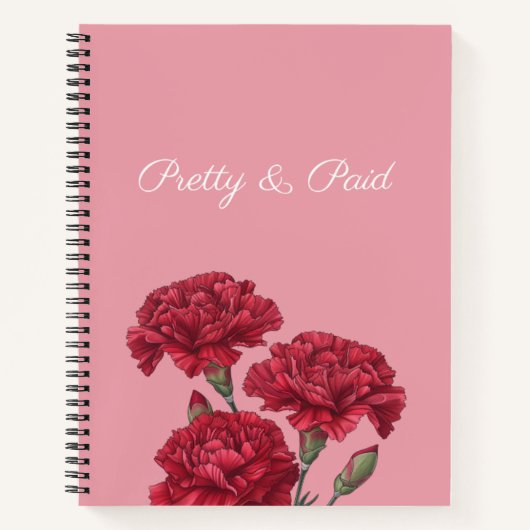  & Betaald met Anjer Bloemen Notitieboek (Voorkant)