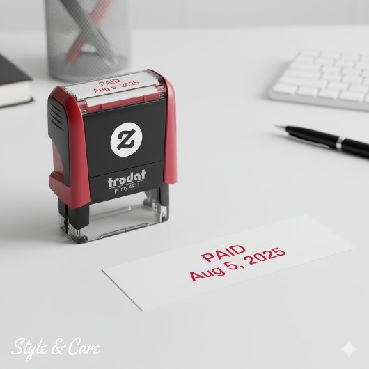 Betaald met Datum Custom Self Inking Kantoor Stamp Zelfinktende Stempel