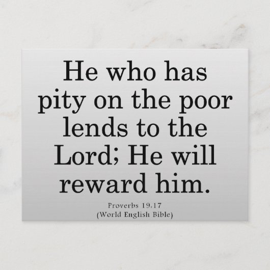 Betaald voor de Proverbs 19-17 van de Dienst Briefkaart (Voorkant)