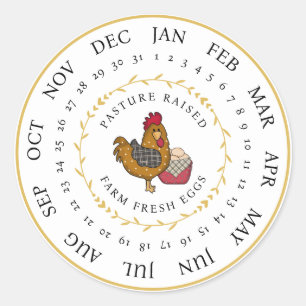 Betaalde vervaldatum verhit Boerderij verse eieren Ronde Sticker