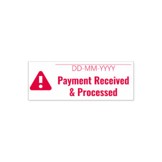 "Betaling ontvangen en verwerkt" en waarschuwingsp Zelfinktende Stempel