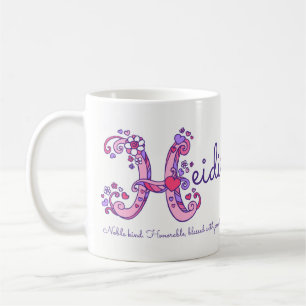 Betekenis naam Heidi hart bloem H monogram mok
