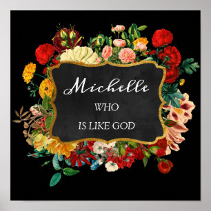 Betekenis naam Michelle Vintage bloemcadeau voor v Poster