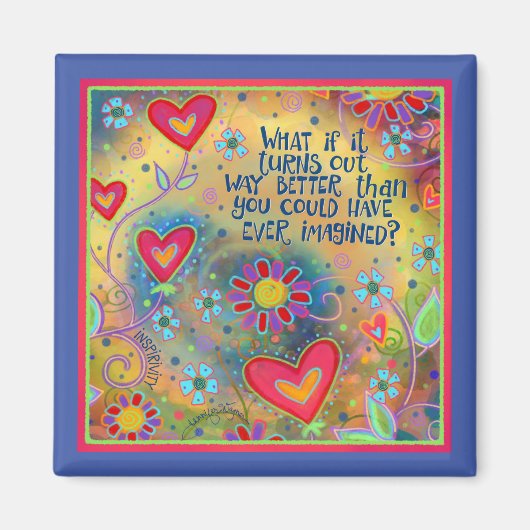 Beter dan gedacht Quote Hearts Floral Fun Magneet (Voorkant)
