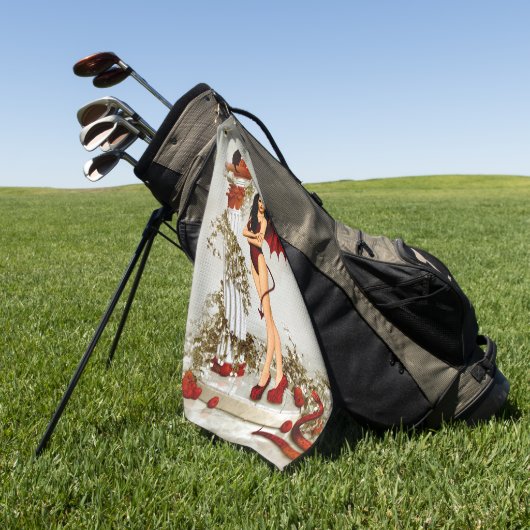 Beter de duivel die je kent golfhanddoek (Groen)