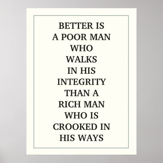 BETER IS EEN ARME MAN DIE IN ZIJN INTEGRITEIT WIL  POSTER (Voorkant)