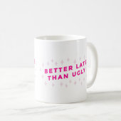 beter laat dan lelijk roze grappig koffiemok (Voorkant rechts)