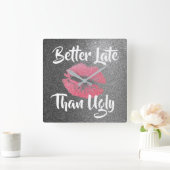 Beter laat dan Ugly, Faux Glitter Clock Vierkante Klok (Huis)