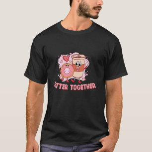 Beter op samen koffie donut groovy dag gelukkig V T-shirt