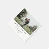 Beter samen Foto modern Elegant Eenvoudig script Servet (Hoek)