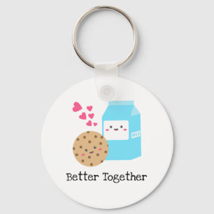 Beter samen Kawaii Milk en Cookies Cute Love Sleutelhanger