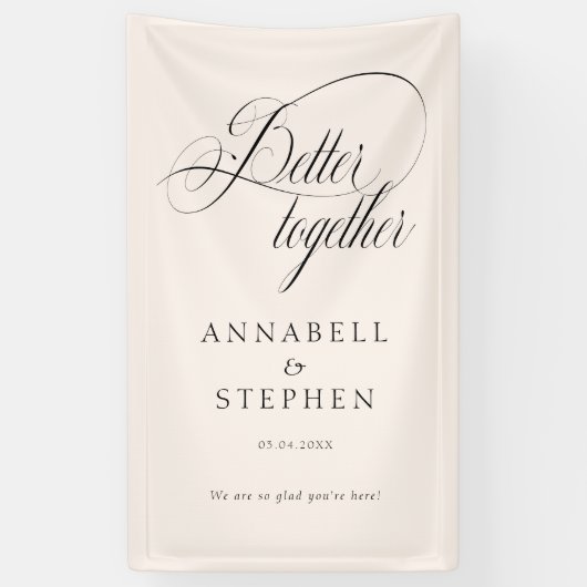 Beter samen! Moderne, kalligrafie, beige Spandoek (Verticaal)