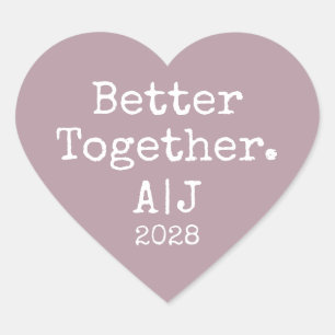 Beter Samen Monogram Jaar Mauve Trouwen Hart Sticker