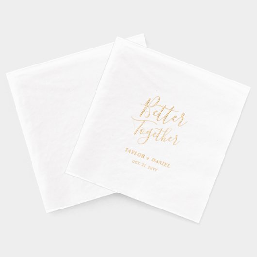 Beter samen | Paren Naam Aangepaste bruiloft Folie Servetten (Achterkant)