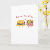 Beter Samen Valentijn Schattige Kawaii Burger Frit Kaart (Gele Bloem)