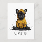 Beterschap Franse Bulldog met Regenjas Briefkaart (Voorkant)