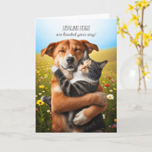 Beterschap Genezende Knuffels Zoete Kat en Hond Kn Kaart