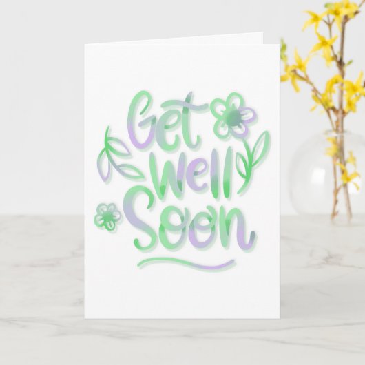 Beterschap Moderne Groene en Paarse Typografie Kaart (Gele Bloem)