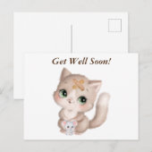 Beterschap Waterverf Kitten en Muis Briefkaart (Voorkant / Achterkant)