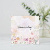 Beterschapskaart met bloemen (vierkant) feestdagenkaart (Staand voorkant)